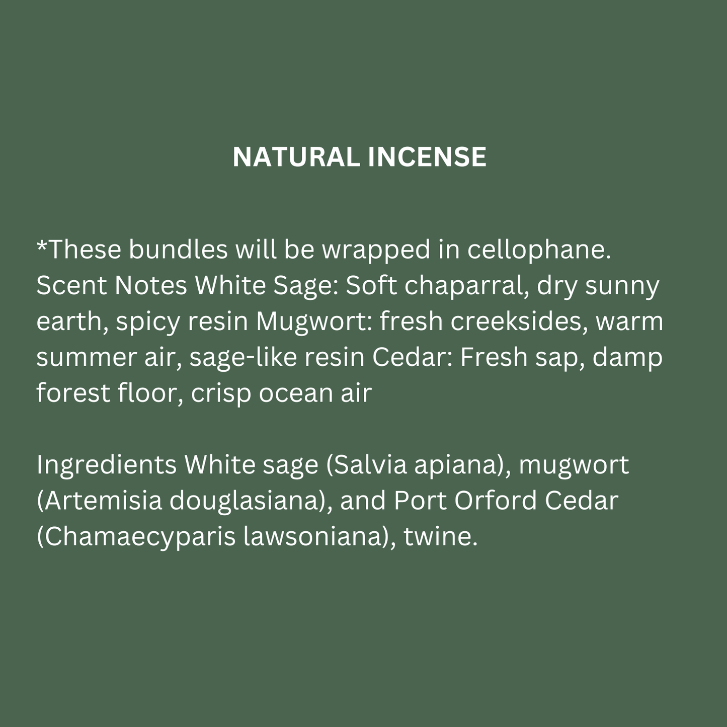 Natural Incense - Sage, Mugwort & Cedar Set