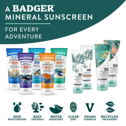 Badger Mineral Face Sunscreen SPF 30, with Zinc Oxide: 1.7 fl oz tube