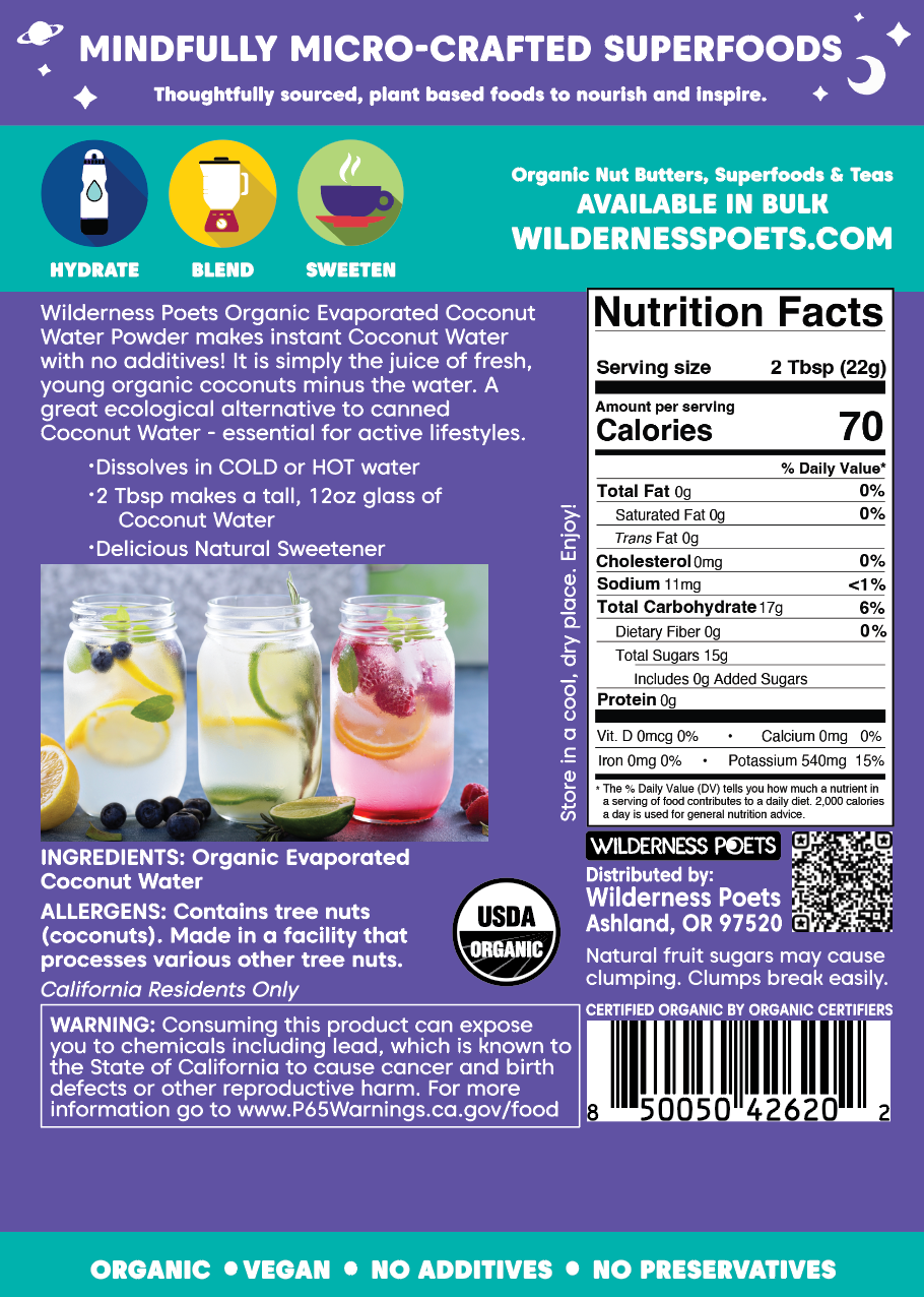 Organic Coconut Water Powder: 4oz