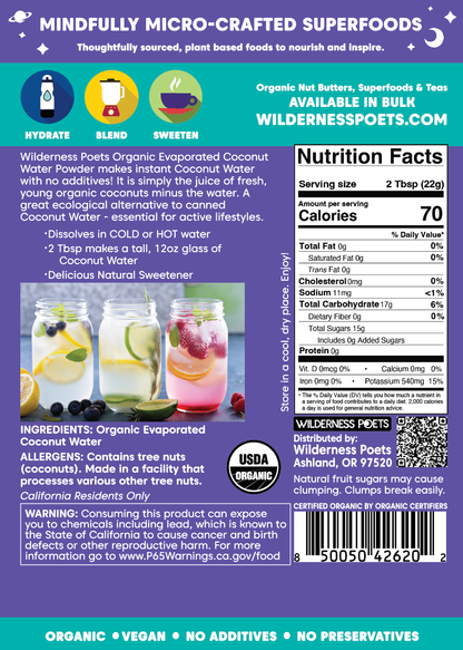 Organic Coconut Water Powder: 4oz