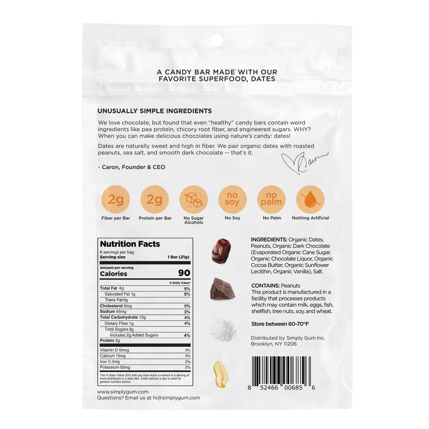 Chocolate Date Bars - Salted Peanut, 4.5 oz