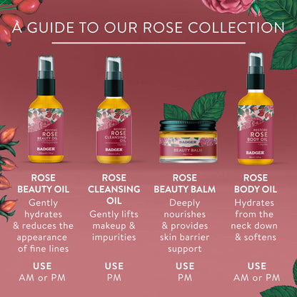 Badger Rose Cleansing Oil, Organic Facial Oil Cleanser: 2 fl oz Glass Bottle