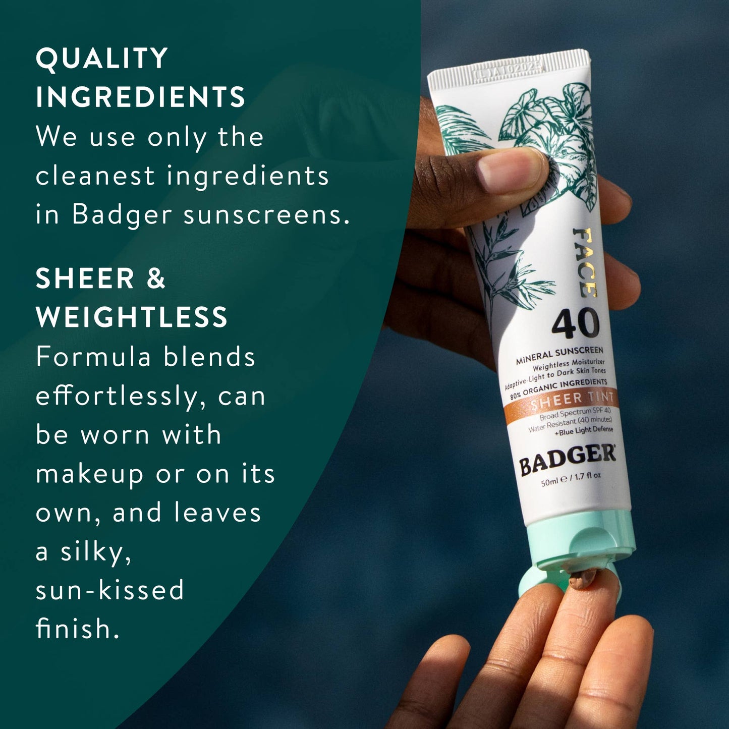 Badger Mineral Tinted Face Sunscreen SPF 40, with Zinc Oxide: 1.7 fl oz tube