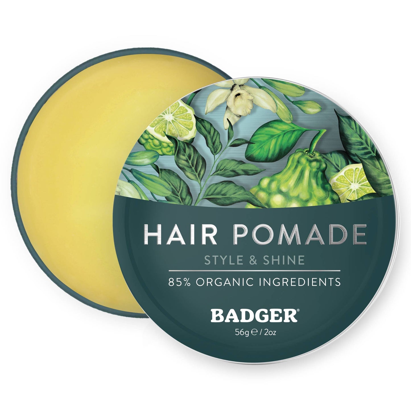 Badger Hair Pomade, Nourishes Hair & Scalp, Medium Hold: 2 oz Tin