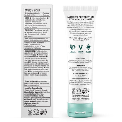 Badger Mineral Face Sunscreen SPF 30, with Zinc Oxide: 1.7 fl oz tube