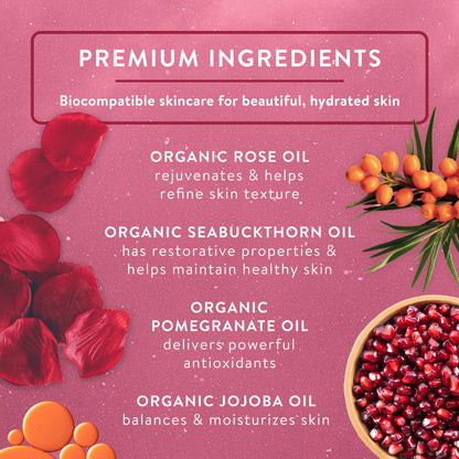 Badger Rose Beauty Oil, Organic Moisturizing Facial Oil: 1 fl oz Glass Bottle