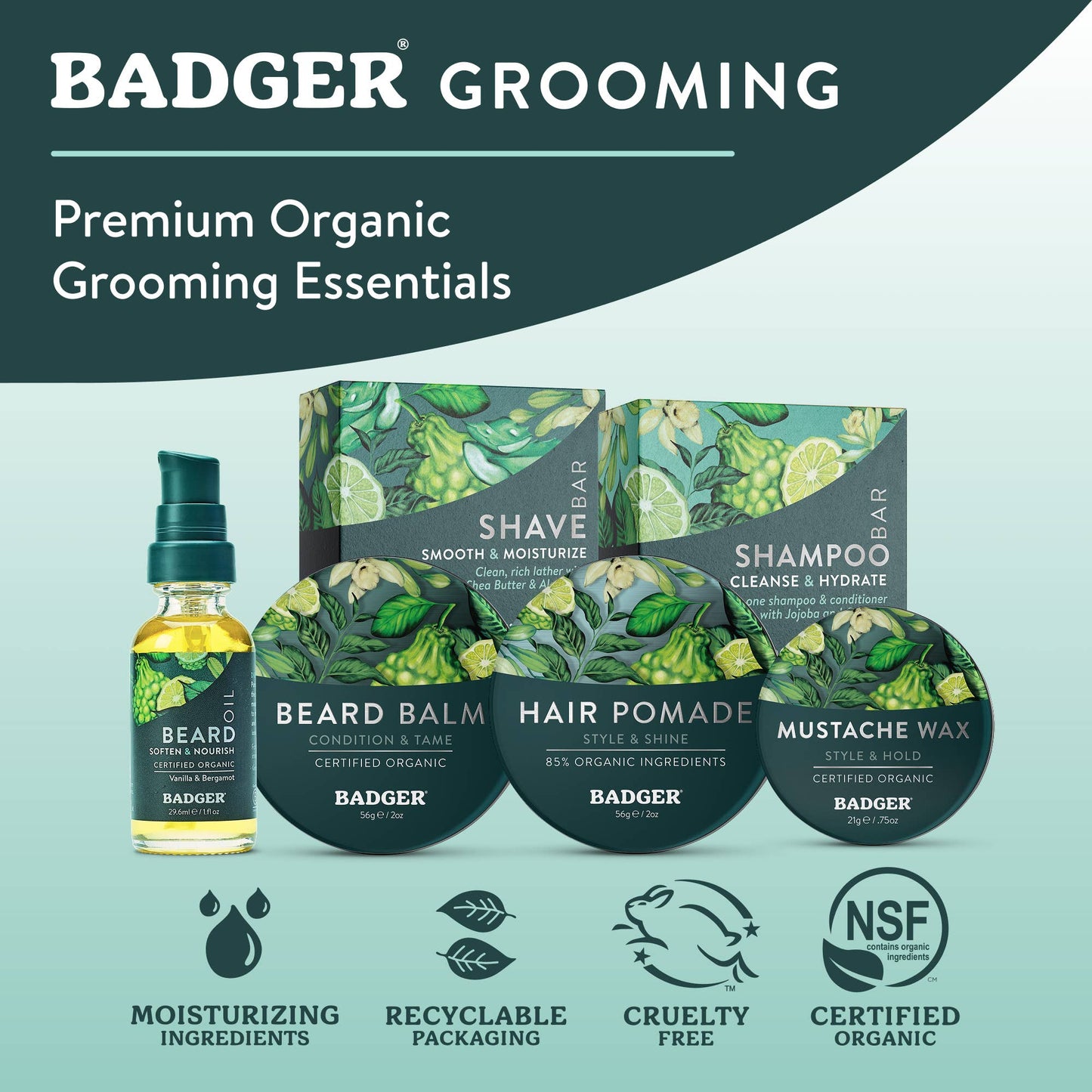 Badger Shave Bar, Organic Moisturizing Shave Soap: 3.15 oz Bar