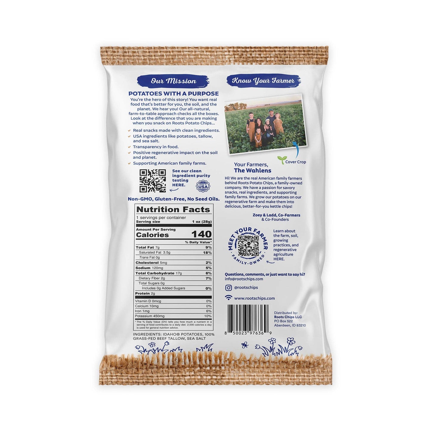 Tallow Sea Salt Kettle Cooked Potato Chips – Rich, Savory Flavor – Regenerative Idaho Potatoes Cooked in 100% Grass-Fed Beef Tallow, 1 oz