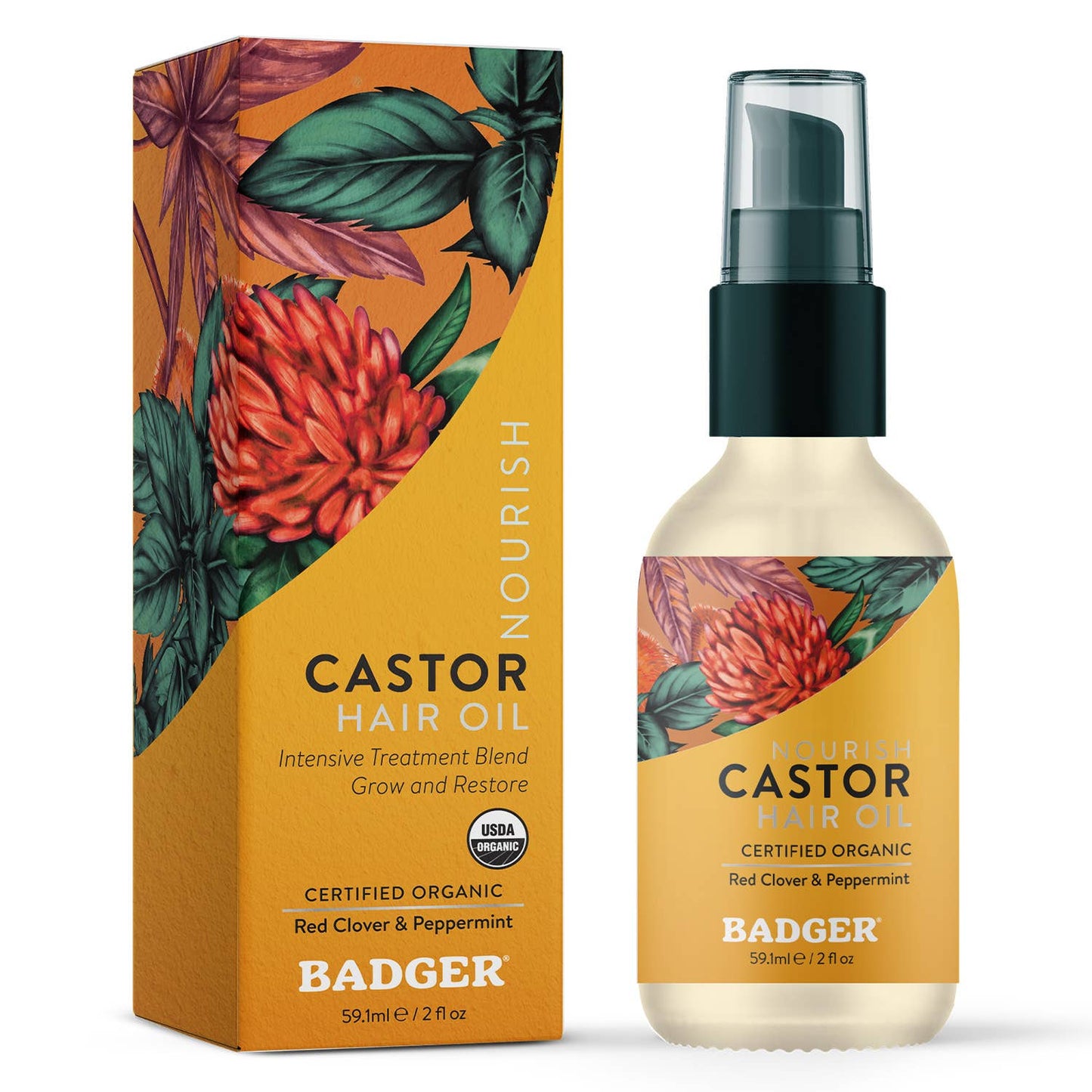 Badger Castor Hair Oil for Hair Growth and Restoration