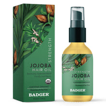 Badger Jojoba Hair Oil, Soothing & Moisturizing Scalp Oil: 2 fl oz Glass Bottle