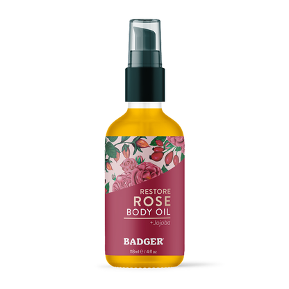 Badger Rose Body Oil, Organic Body Moisturizer