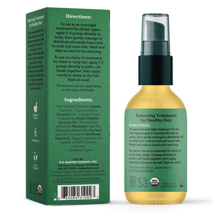 Badger Jojoba Hair Oil, Soothing & Moisturizing Scalp Oil: 2 fl oz Glass Bottle