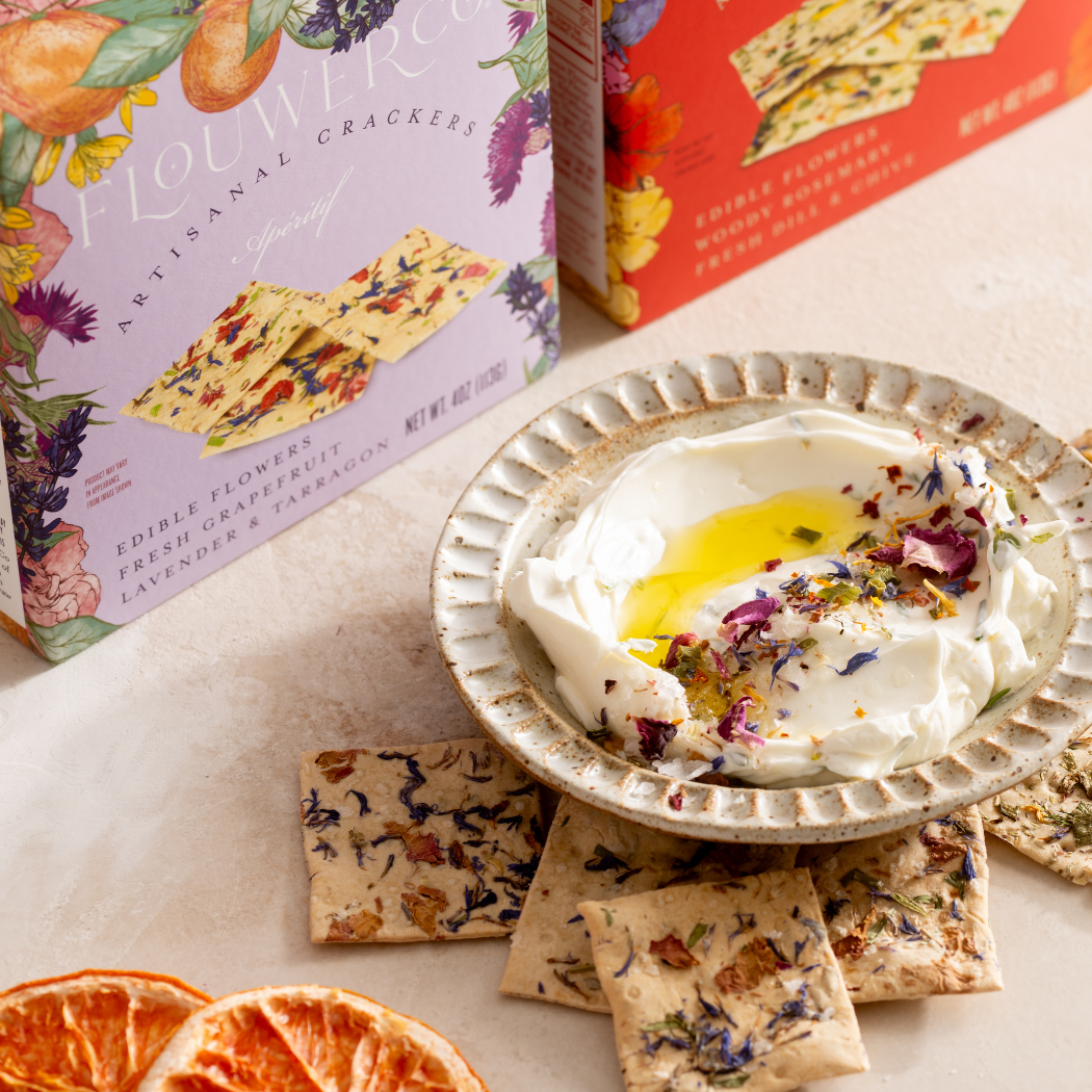 Edible Flower Apéritif Artisanal Crackers