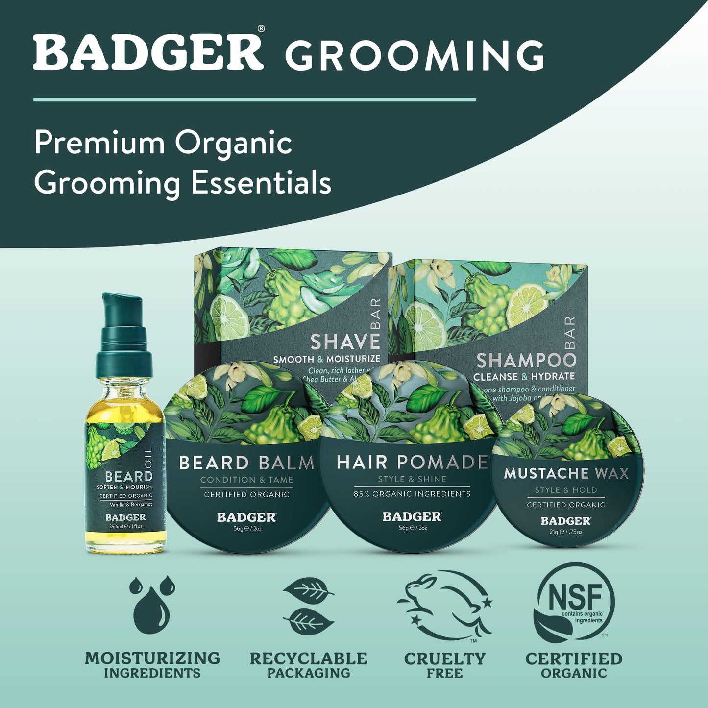 Badger Hair Pomade, Nourishes Hair & Scalp, Medium Hold: 2 oz Tin