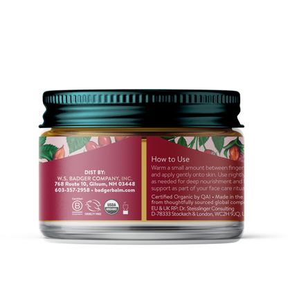 Badger Rose Beauty Balm, Organic Face Moisturizer: 1 oz Glass Jar