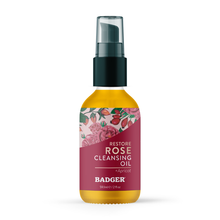 Badger Rose Cleansing Oil, Organic Facial Oil Cleanser: 2 fl oz Glass Bottle