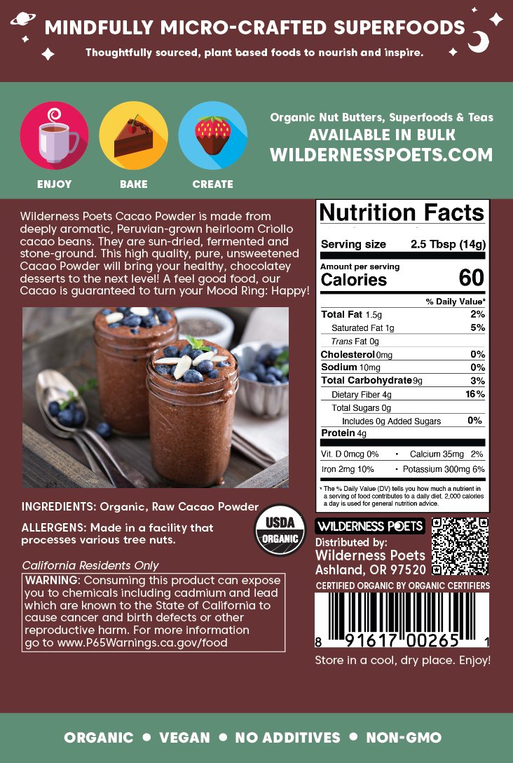 Organic Cacao Powder - Peru: 6 oz
