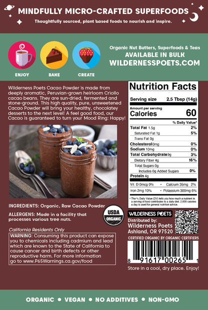 Organic Cacao Powder - Peru: 6 oz
