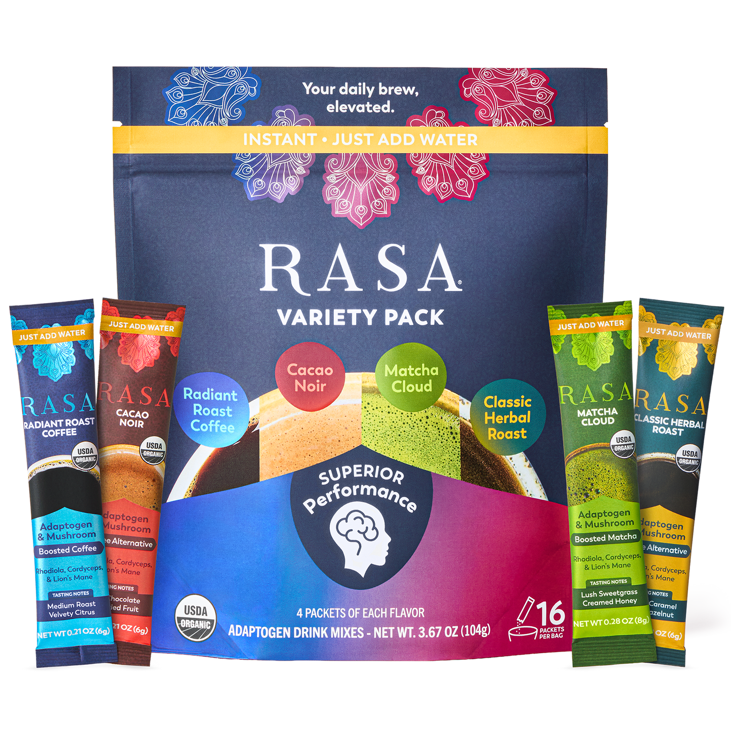 The Rasa Variety Pack, 4 Flavors, 16 Single-Serve Packs