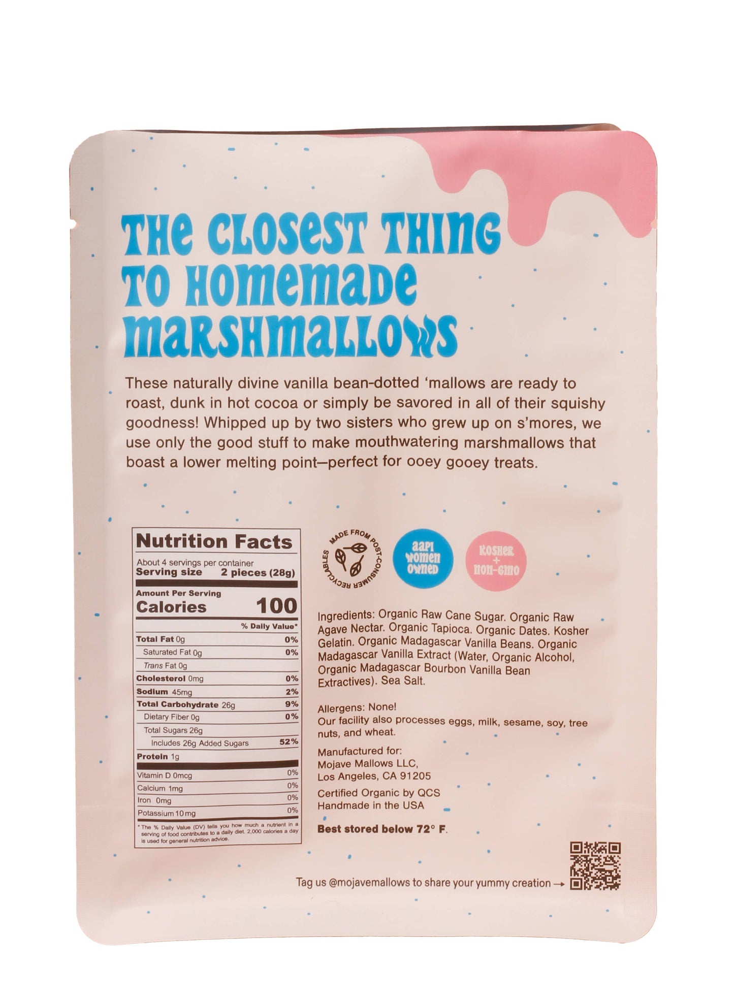 Vanilla Bean Marshmallows - Organic,Non-GMO, Gluten-Free