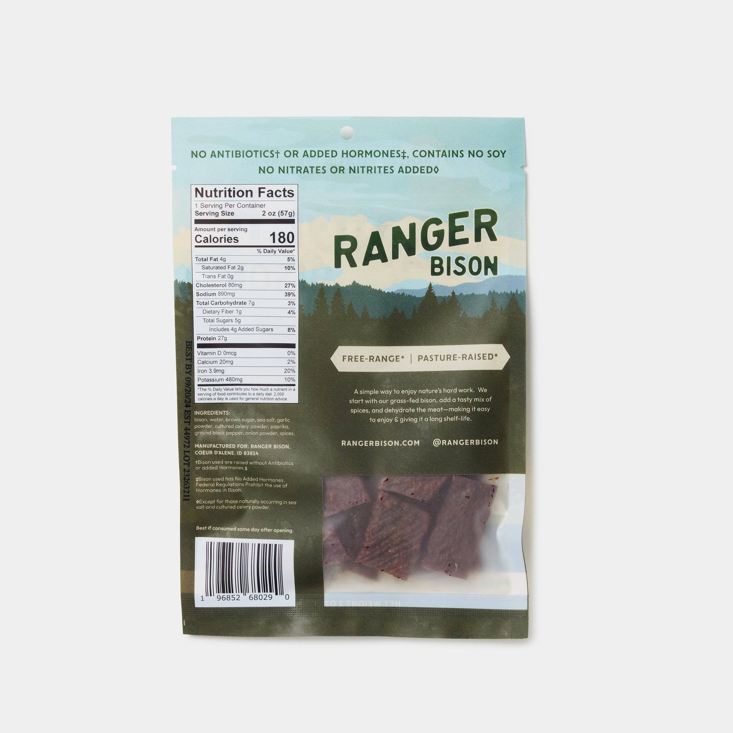 Hickory Smoked Bison Jerky Strips (Original)
