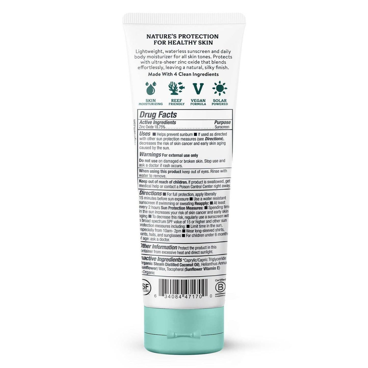 Badger Mineral Daily Sunscreen SPF 30, with Zinc Oxide: 4 fl oz tube