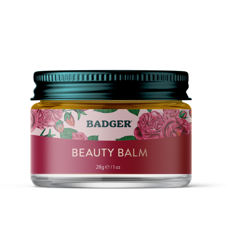 Badger Rose Beauty Balm, Organic Face Moisturizer: 1 oz Glass Jar