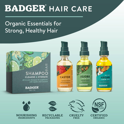 Badger Shampoo Bar with Jojoba and Baobab, Vegan: 3 oz Bar
