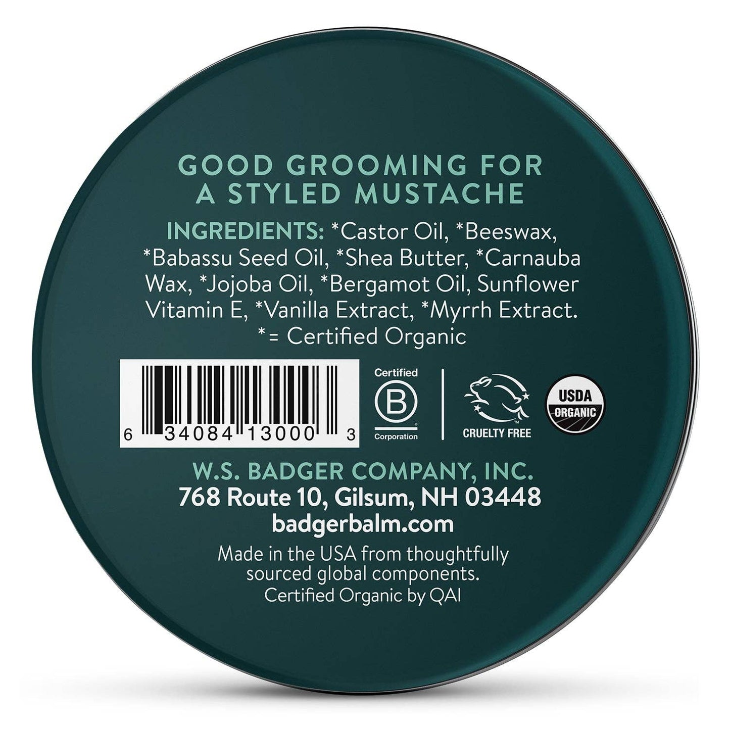 Badger Mustache Wax, Medium Hold, Easy to Apply: 0.75 oz Tin