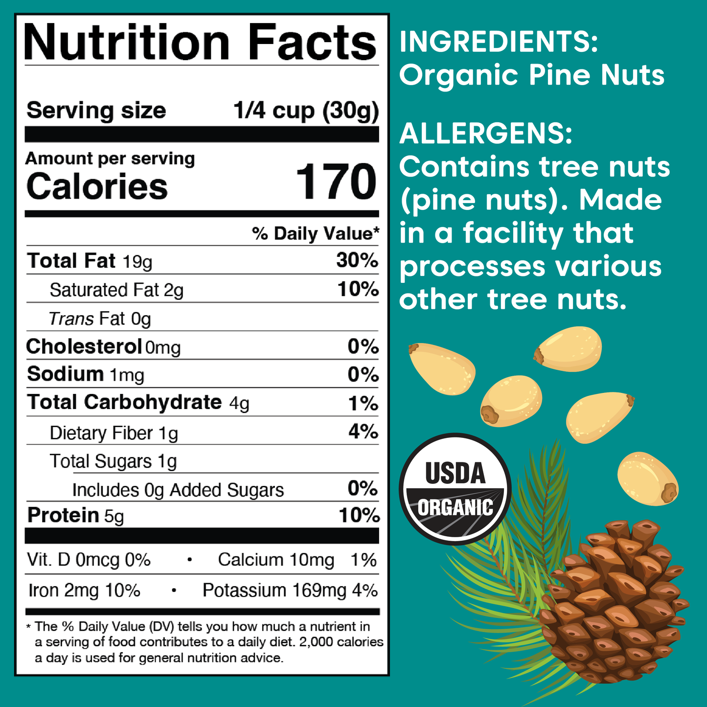 Organic Pine Nuts: 3.5 oz