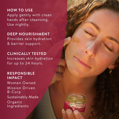 Badger Rose Beauty Balm, Organic Face Moisturizer: 1 oz Glass Jar