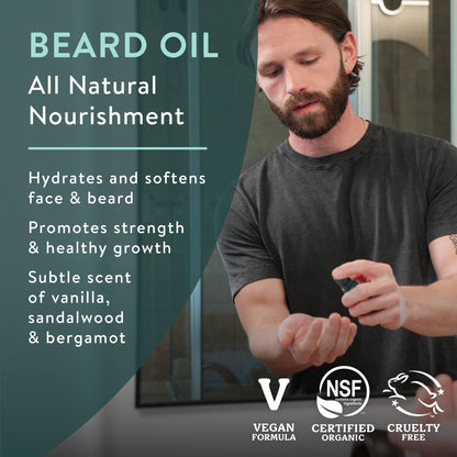 Badger Beard Oil, Babassu & Jojoba, for Dry Skin: 1 fl oz Glass Bottle