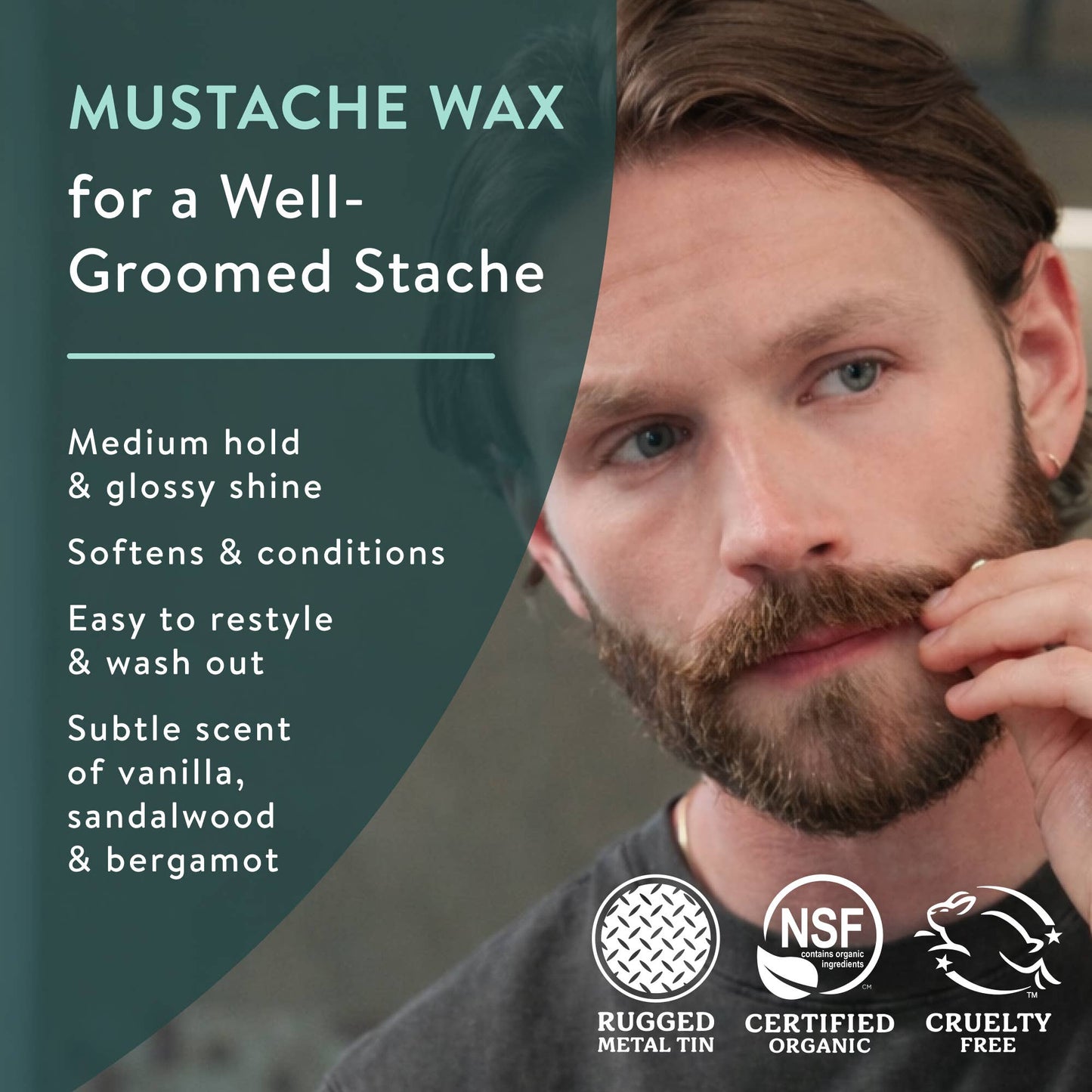 Badger Mustache Wax, Medium Hold, Easy to Apply: 0.75 oz Tin