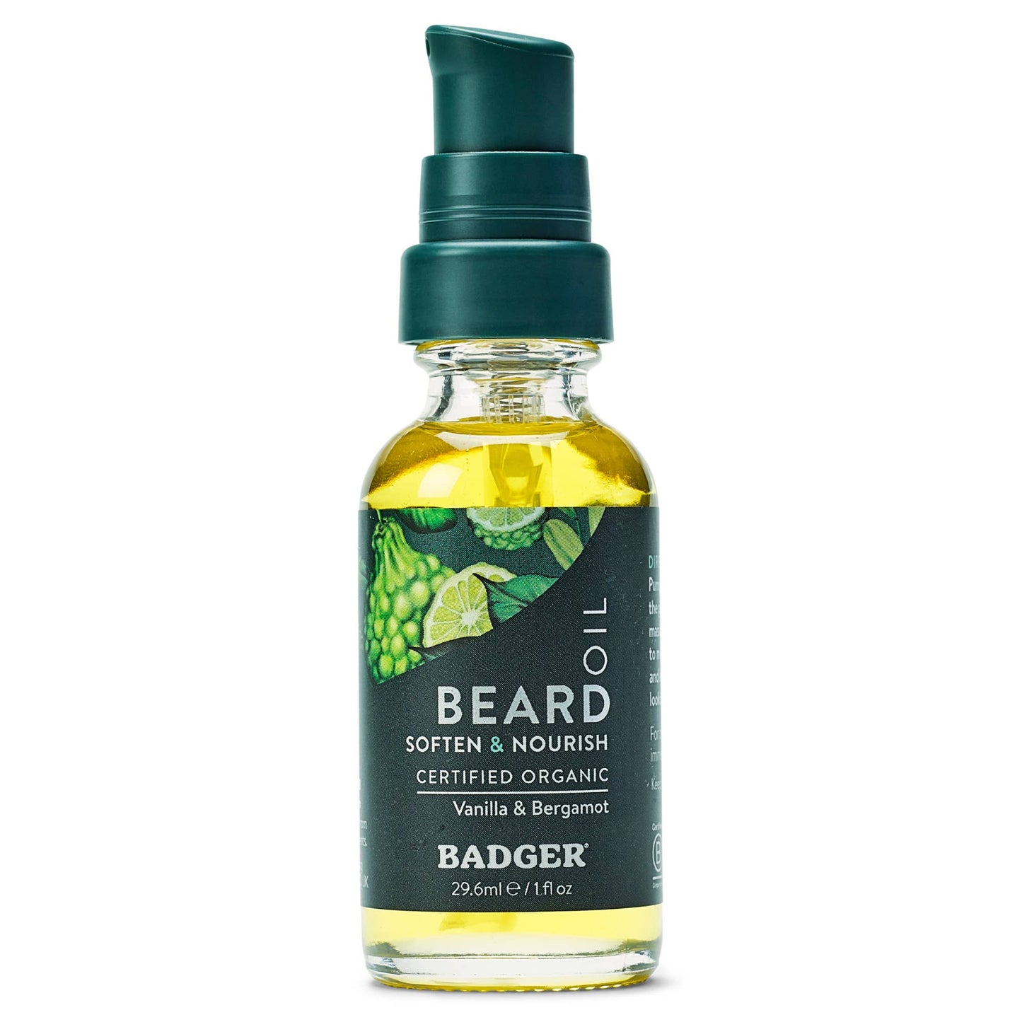Badger Beard Oil, Babassu & Jojoba, for Dry Skin: 1 fl oz Glass Bottle