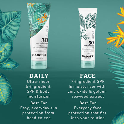 Badger Mineral Face Sunscreen SPF 30, with Zinc Oxide: 1.7 fl oz tube